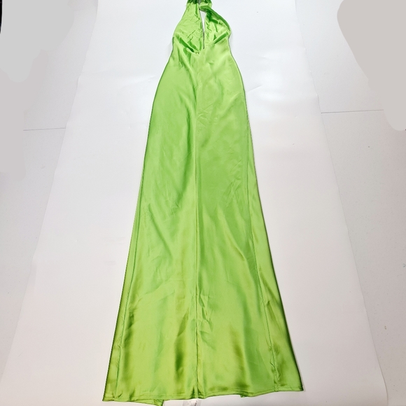 Khanums X Revolve Halter Gown With Slit in Pear Green - Picture 13 of 16